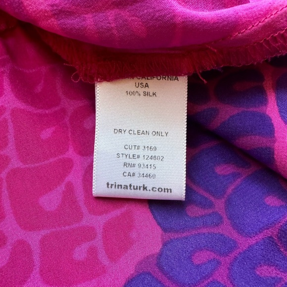 TRINA TURK Patterned Silk Blouse - Fuchsia, Hot Pink, Purple - Small - Picture 9 of 11